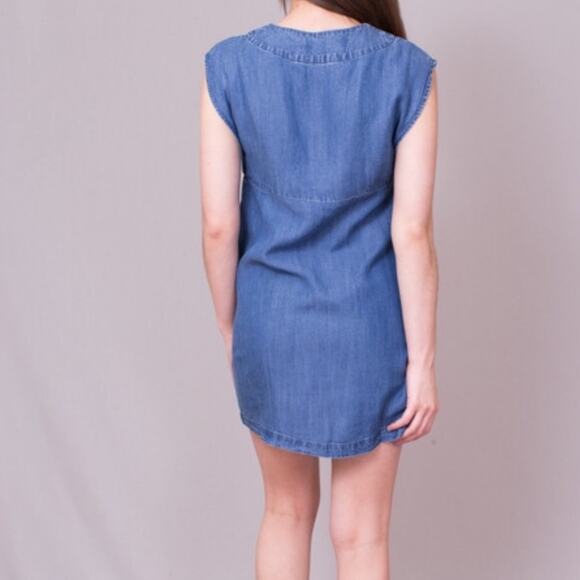 Knot Sisters Dress Lace Up Denim Thalia - Picture 3 of 9
